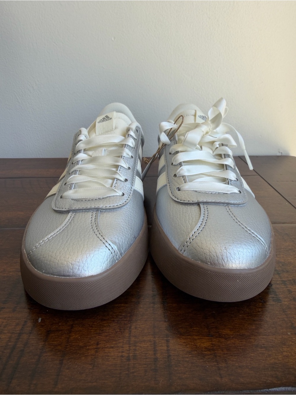 adidas VL Court 3.0 Silver White Metallic JQ7315 Women's Size 8 NWOB - Picture 2 of 12